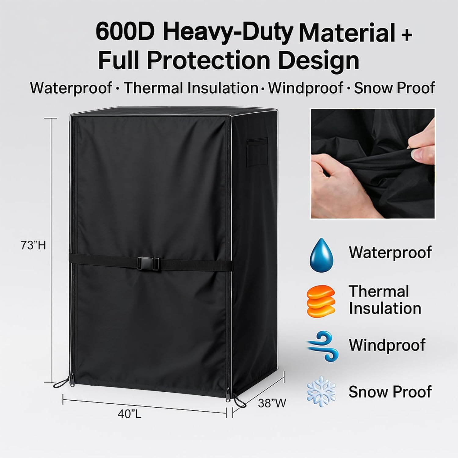 Wood Sauna Cover Outdoor Waterproof for Winter 40"L X 38"W X 73"H Protective Cover for 2-Person Outdoor Home Spa Sauna 600D Heavy-Duty Oxford Cloth
