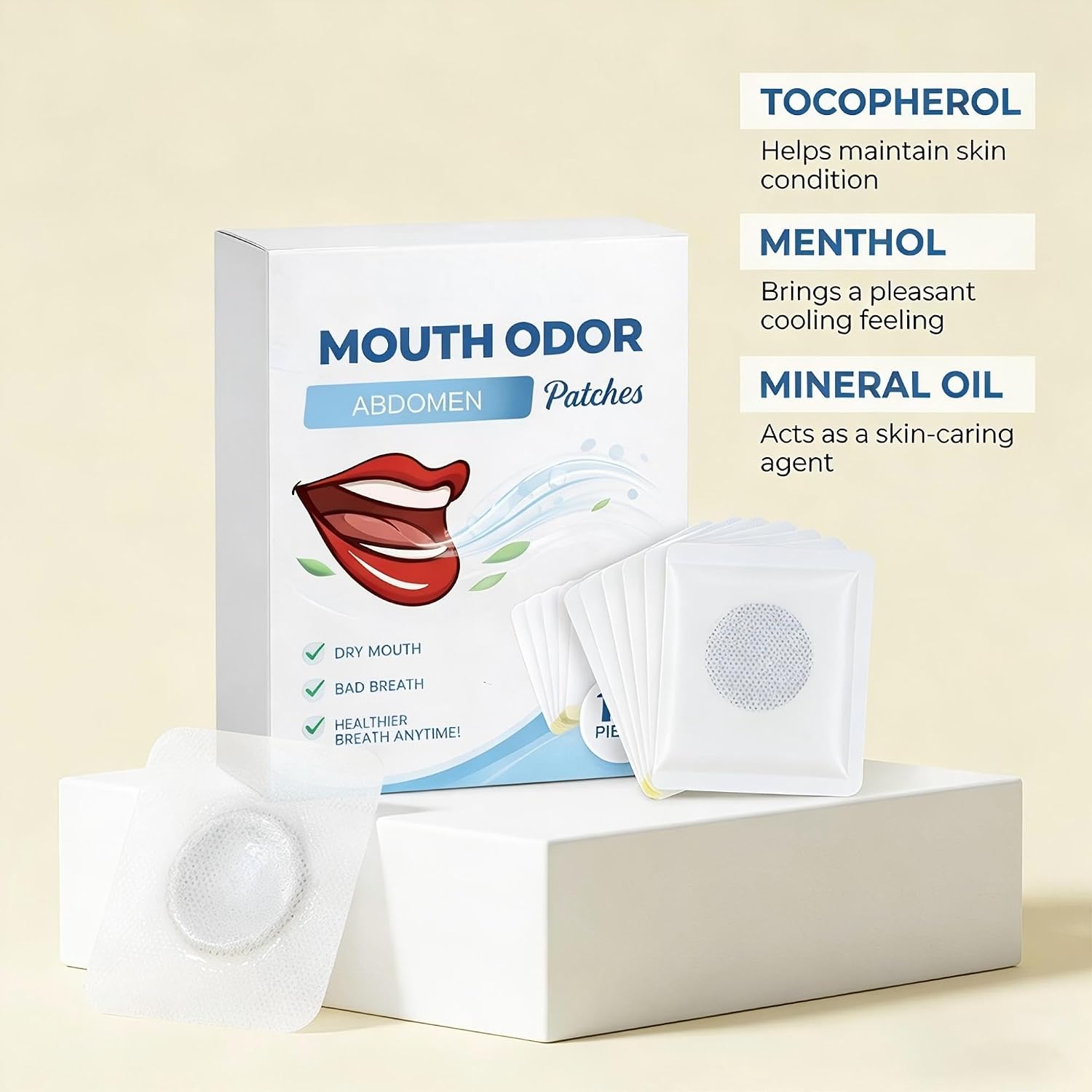 Fresh Breath Abdomen Patches 12 Pcs Long Lasting Oral Comfort Stickers for Social Confidence Travel Friendly