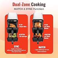 Vista 4 de Horno freidora de aire de 11.6 cuartos de galón con cesta doble, diseño vertical de 2 cestas, función de 6 programas preestablecidos con pantalla