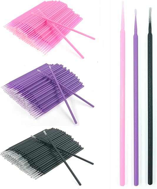 ZHIYE 300pcs Micro Applicators Brushes Wands, Disposable Applicator Eyelash Brushes Make Up Mascara Brushes for Eyelash Extension, 3 Colors