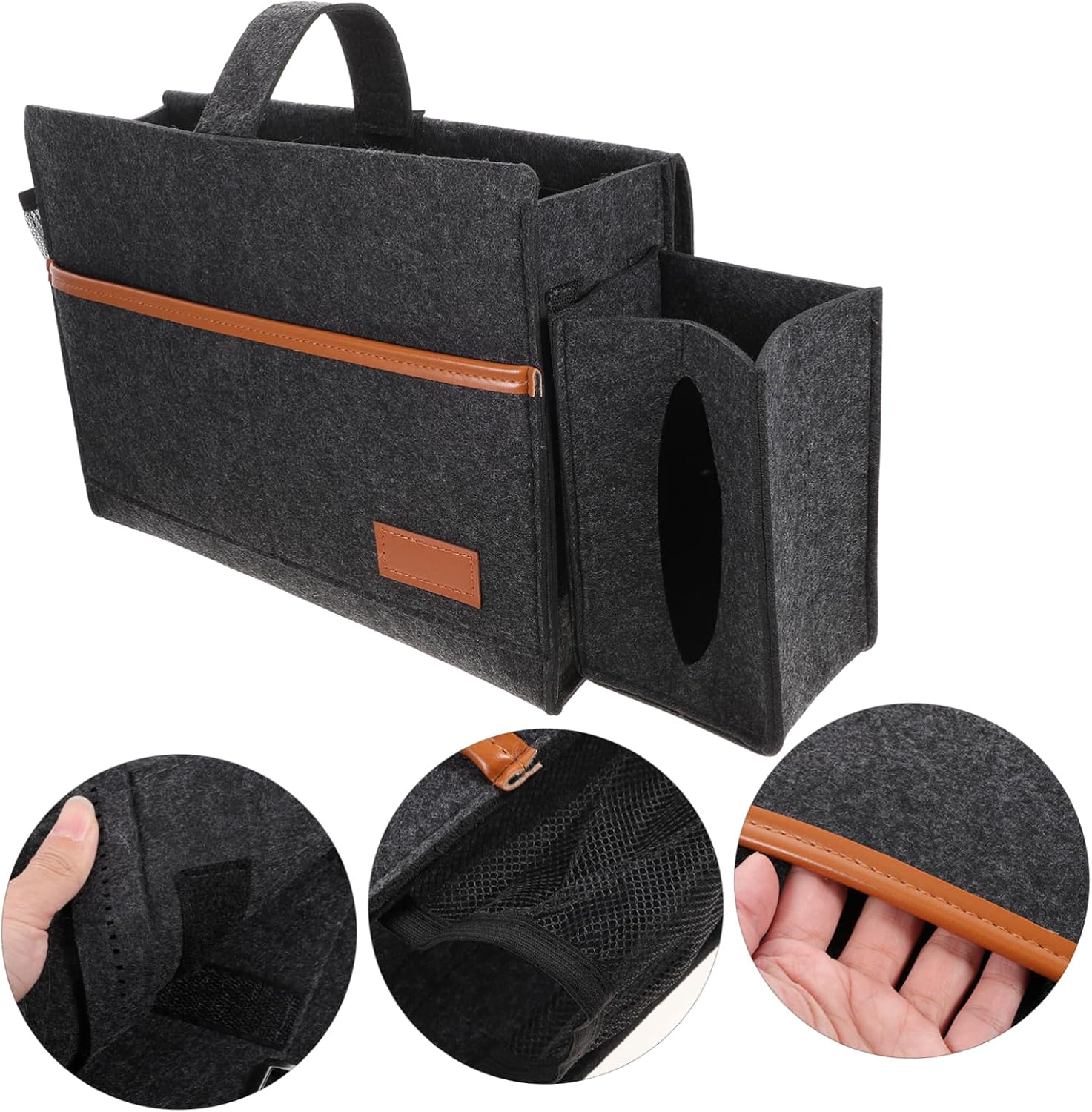 Zerodeko 1pc Felt Bedside Organizer Hanging Storage Pouch Thicken for Bed Sofa Dorm Room Storage Multiple Pockets for Phones Glasses and Books Deep