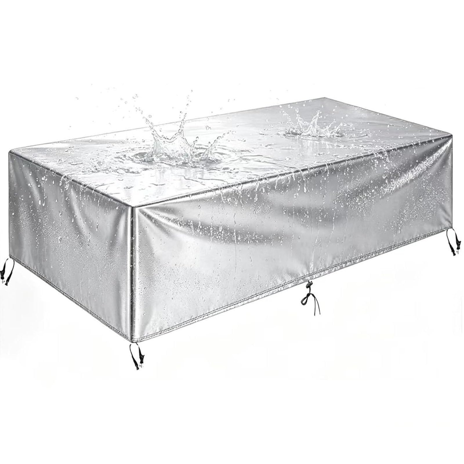 Garden Furniture Covers Waterproof 180x110x105cm 420D Oxford Anti-UV Windproof Patio Rattan Sofa Table Chair Set Cover Outdoor Extra Large Dining Table Chairs Protector Silver