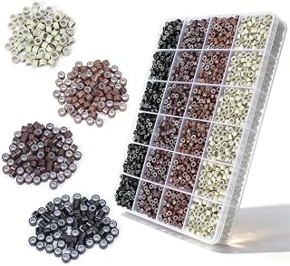 1920Pcs Silicone Hair Extensions Beads, 5mm Lined Micro Links Beads, 4 Colors Rings Hair Extension Device Tool Kits - Professional Hair Styling Tools Accessory