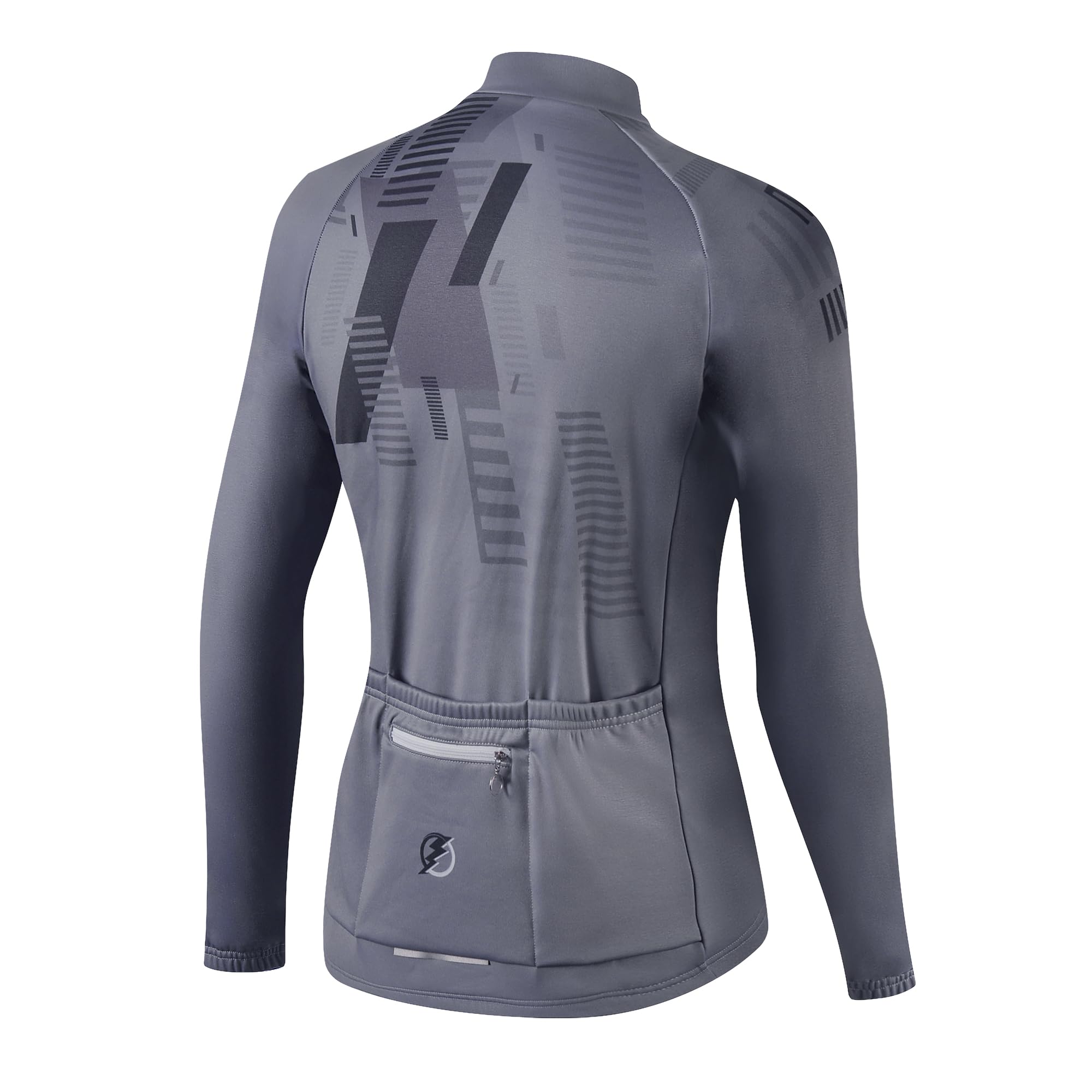 NUCKILY Thermo-Radtrikot für Herren, langärmelig, mit Fleece gefüttert, Fahrradjacke mit Taschen für den Winter und kaltes Wetter, Fahrradbekleidung, MI0042, Hellgrau, Größe L