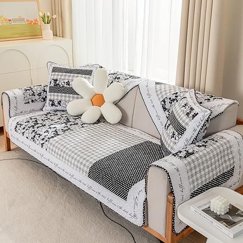 Miniatura 10 de vctops Paquete de 2 fundas de almohada acolchadas de algodón de 18 x 18 pulgadas, fundas de cojín cuadradas decorativas con estampado de retazos