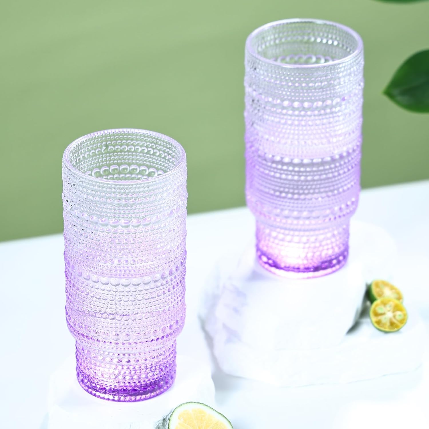 6pcs Hobnail Drinking Glasses Set, 16 oz Vintage Glassware Drinking Glasses, Gradual Purple Water Glasses Tumbler, Cups for Kitchen, Juice, Beer, Cocktail, Whiskey - Image 6