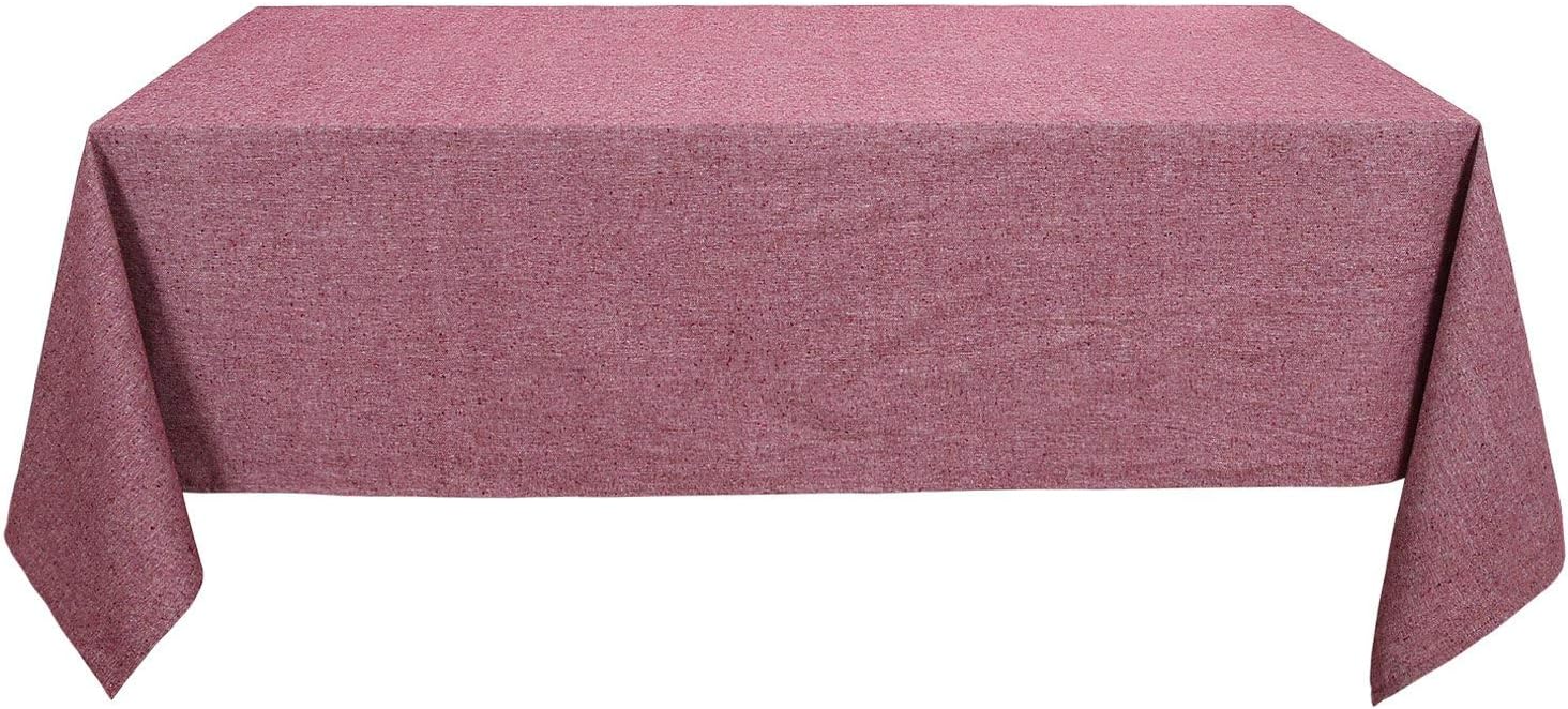 Deconovo Recycled Cotton Tablecloth Decorative Waterproof Wrinkle Resistant Rectangle Cloth for Table, 60x102 Inch, Red Violet