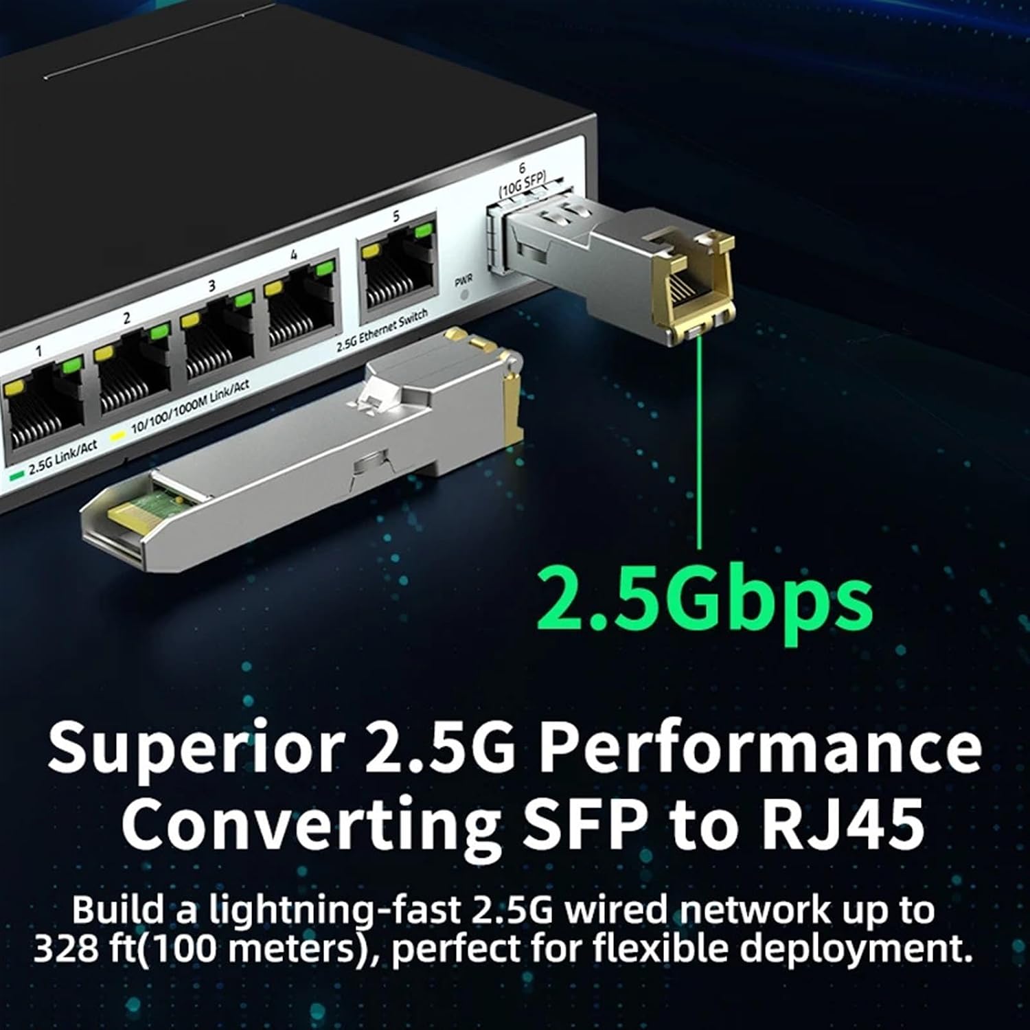 SFP module being inserted into a network switch