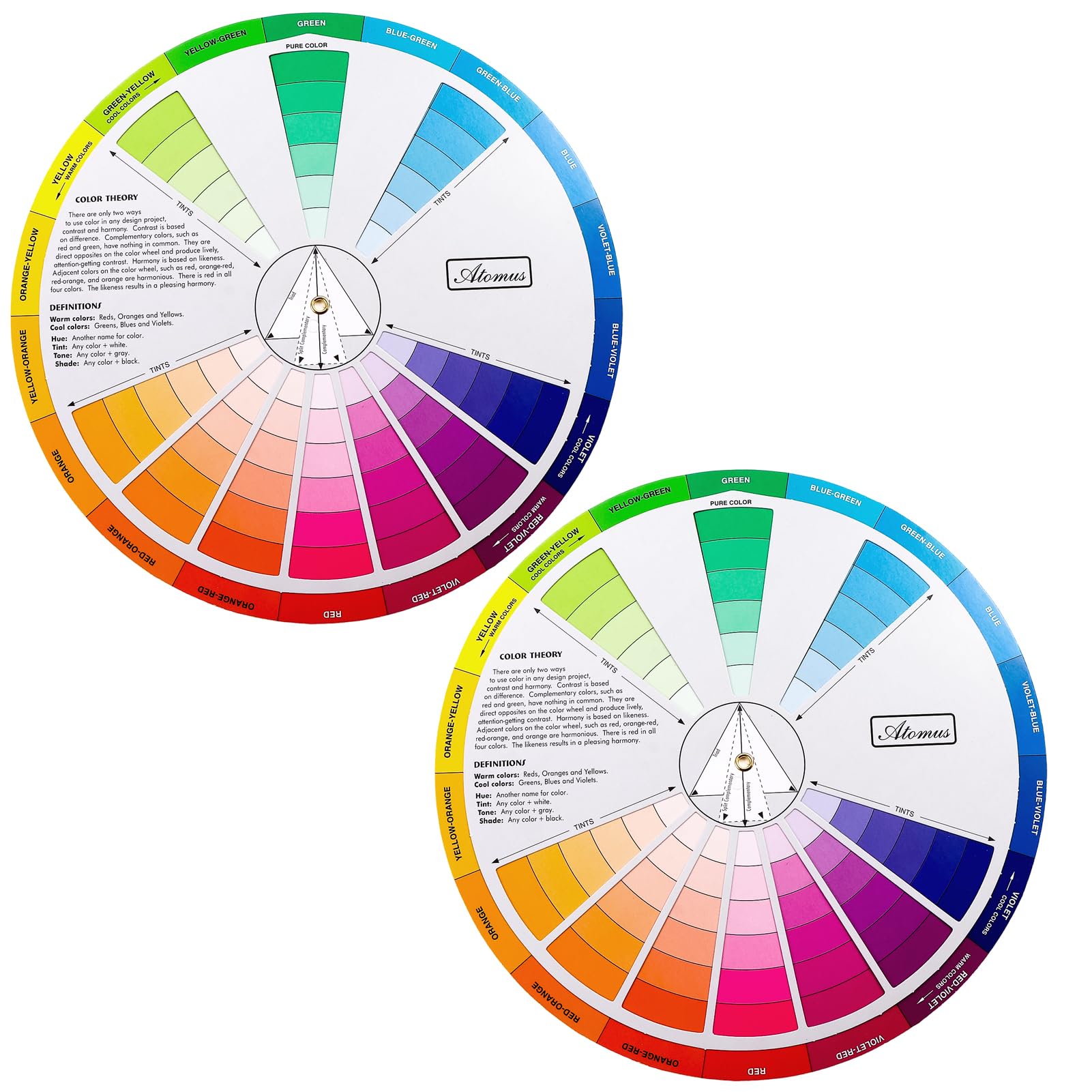 2 Pcs Color Wheel Set, Art Makeup Mixing Guide New