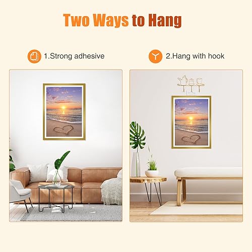 Miniatura 5 de NAIMOER Paquete de 2 marcos de pintura de diamante, marcos para lienzo de pintura de diamante de 12 x 16 pulgadas, marco de arte magnético de