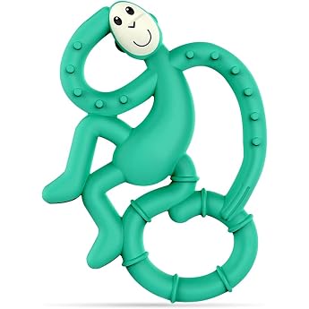 Matchstick Monkey Antimicrobial Silicone Teether Easy To Grip BPA Free 3 Months Old+ 10 cm Green Mini Monkey