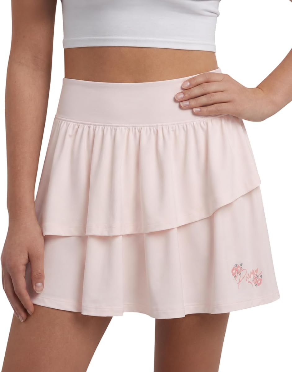 PUMA Falda pantalón activa para niñas para golf y tenis con pantalones cortos debajo | Pantalones cortos integrados, tela suave y transpirable, ajuste activo cómodo, ideal para animar, patinete y jugar todos los días.