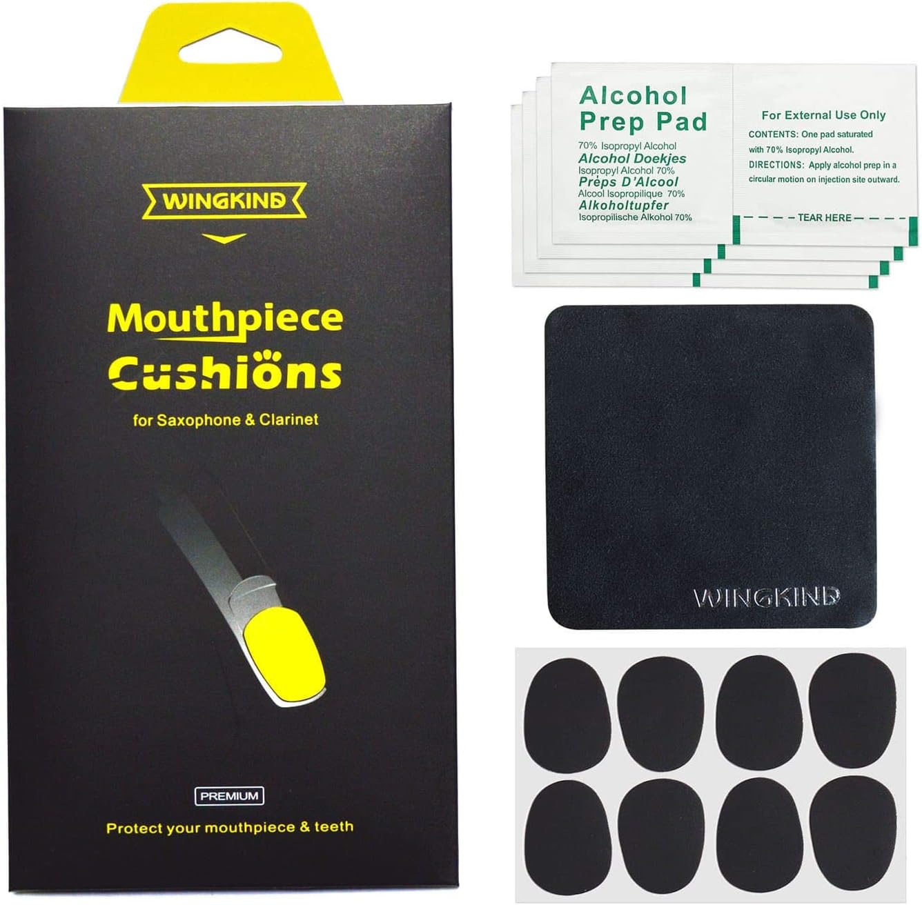 Alto/Tenor Saxophone & Clarinet Mouthpiece Cushions Patches Pads, 0.8mm Black (8 pieces)