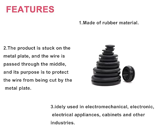 Miniatura 3 de cSeao Kit surtido de 170 piezas de ojales de goma negra, 7 tamaños de junta de anillo de ojal de 14" 516" 38" 716" 12" 58" 34" 78" 1"