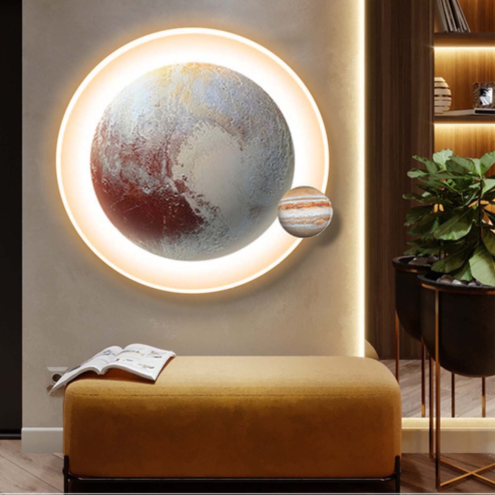 Lampe à télécommande LED lune pour décoration murale en métal connectée - 8