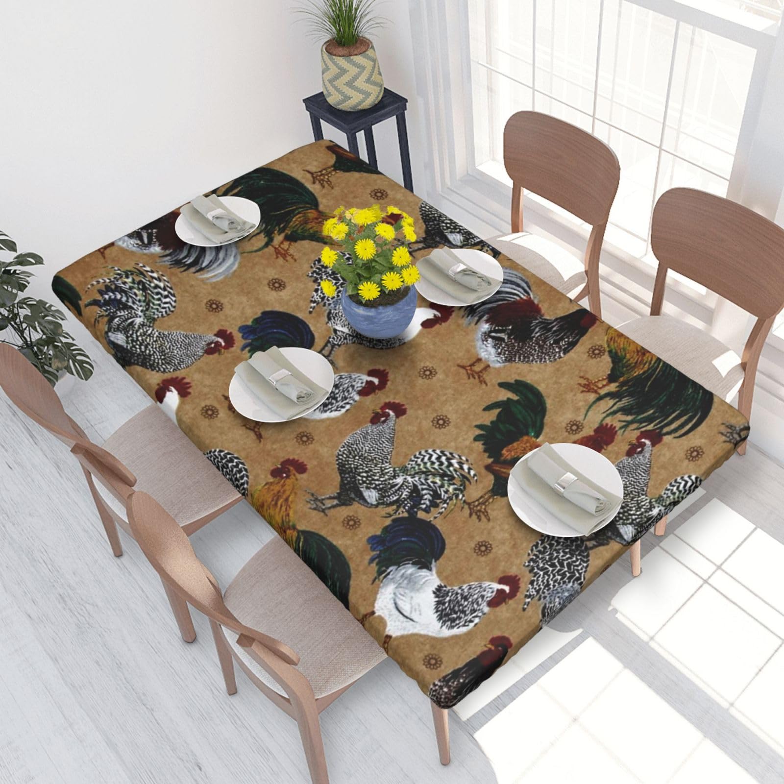 WKSGDSG Fitted Tablecloth For Dining Room 4ft, Elastic Edged Table Cover