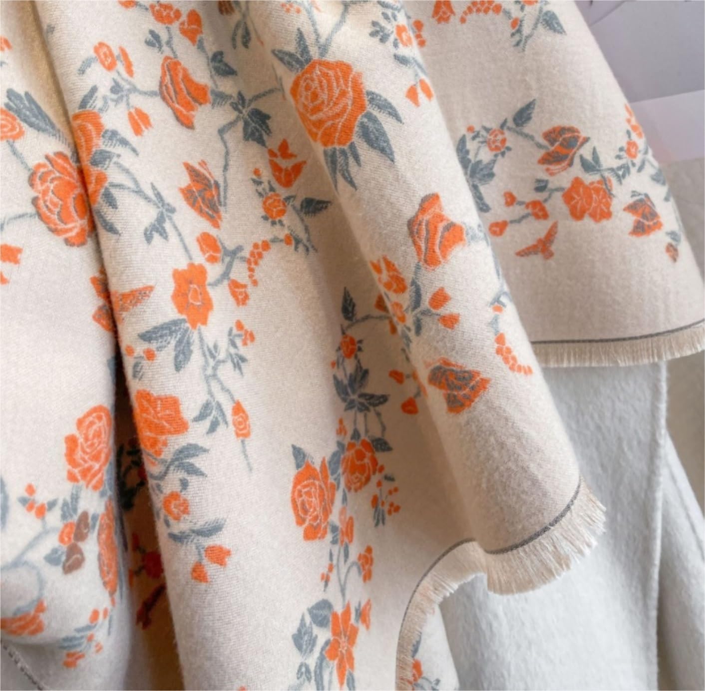 Bufanda Chal Fular Pañuelo Bufandas Mujer Imitación Cachemira Tacto Suave Bufanda Cálida Invierno Estampado Floral Mantón Manta fulares estolas