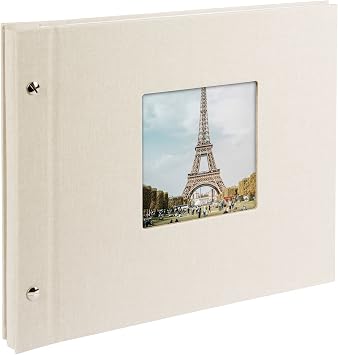 Goldbuch Bella Vista 26723 Screw-in Photo Album 30 x 25 cm 40 Black Pages with Glassine Dividers Expandable Album Canvas Photo Book Sand Grey