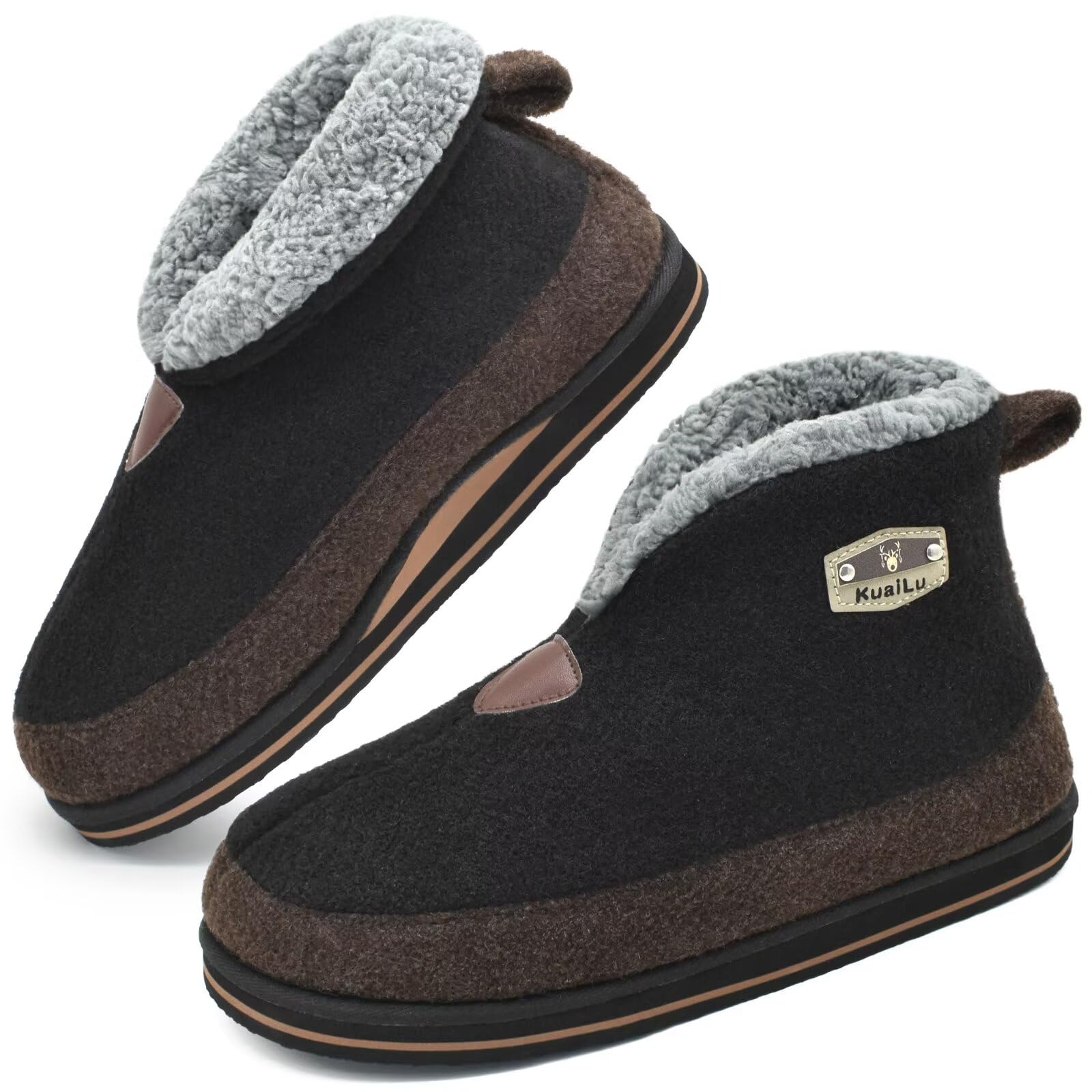 KuaiLu Pantofole Stivaletto Uomo Invernali Babbucce Calde Peluche Pelose Foderata Chiuse Pantofola Stivali Casa Comode Memory Foam Slippers con Indoor outdoor Antiscivolo Suola
