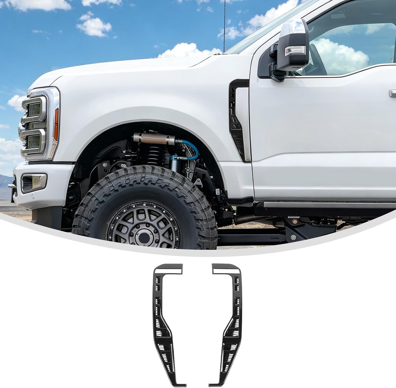 Linskip Fender Side Emblem Trim Compatible with 2023-2026+ Ford F250/F350/F450/F550, Gloss Black Fender Badges Cover for Super Duty Exterior Accessories