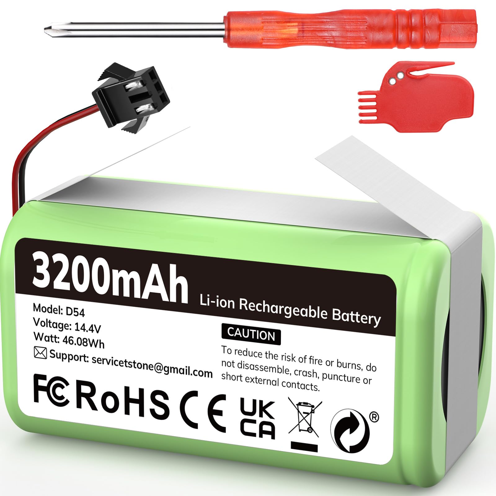 Morpilot Batteria Li-Ion 3200mAh 14.4V Per Ecovacs Deebot N79, Eufy RoboVac 11/30, Conga Excellence E IKHOS - Con Cacciavite
