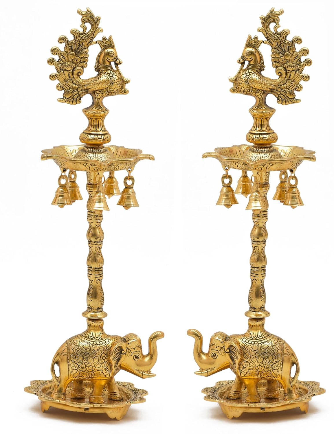 Peacock Samai Diya Set - Elegant Home Decor -1