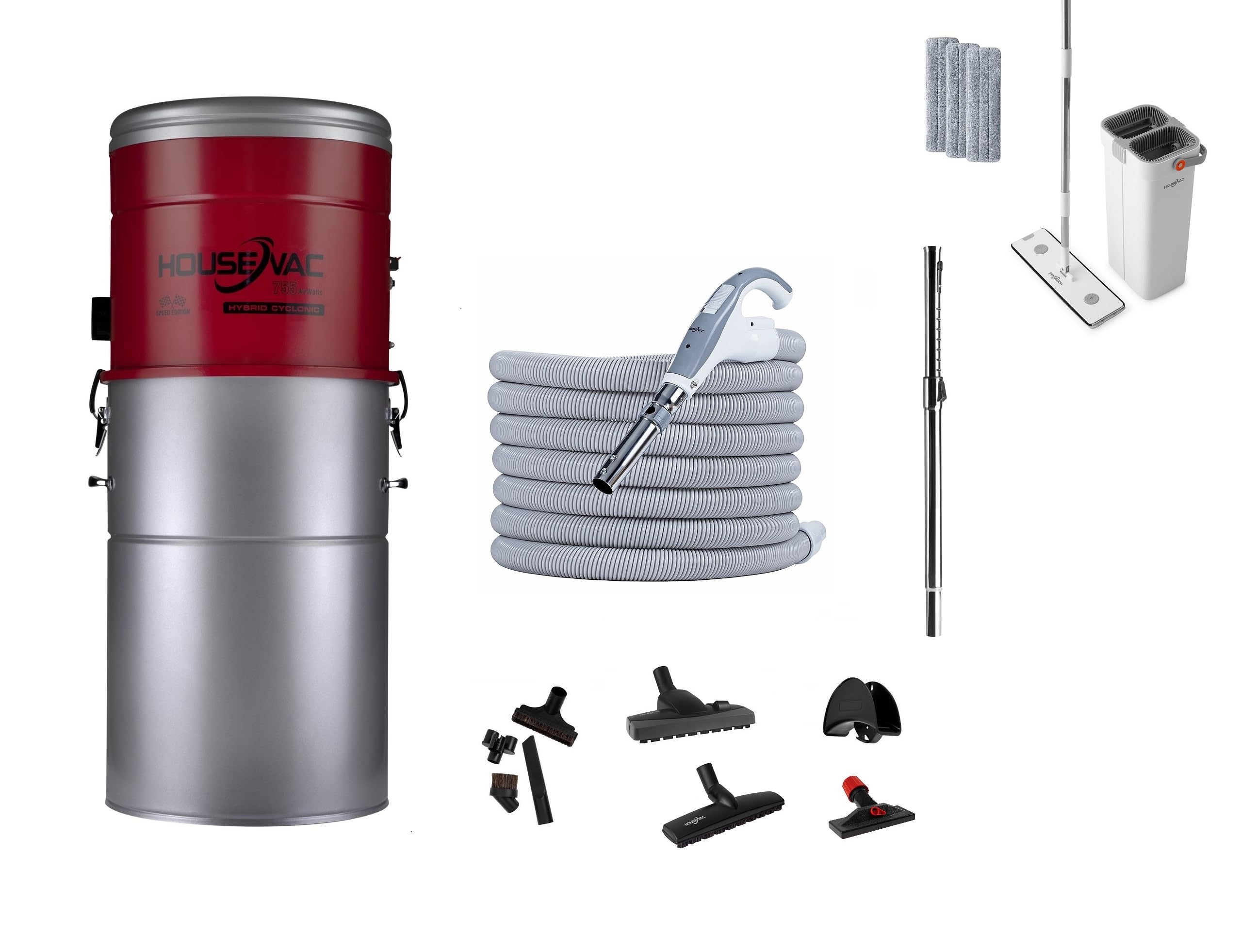 Zentralstaubsauger HV-755ST-35H 1700W Ametek Motor 755 AirWatts 2 Turbinen Soft Start/Stop Hybridzyklonfiltration