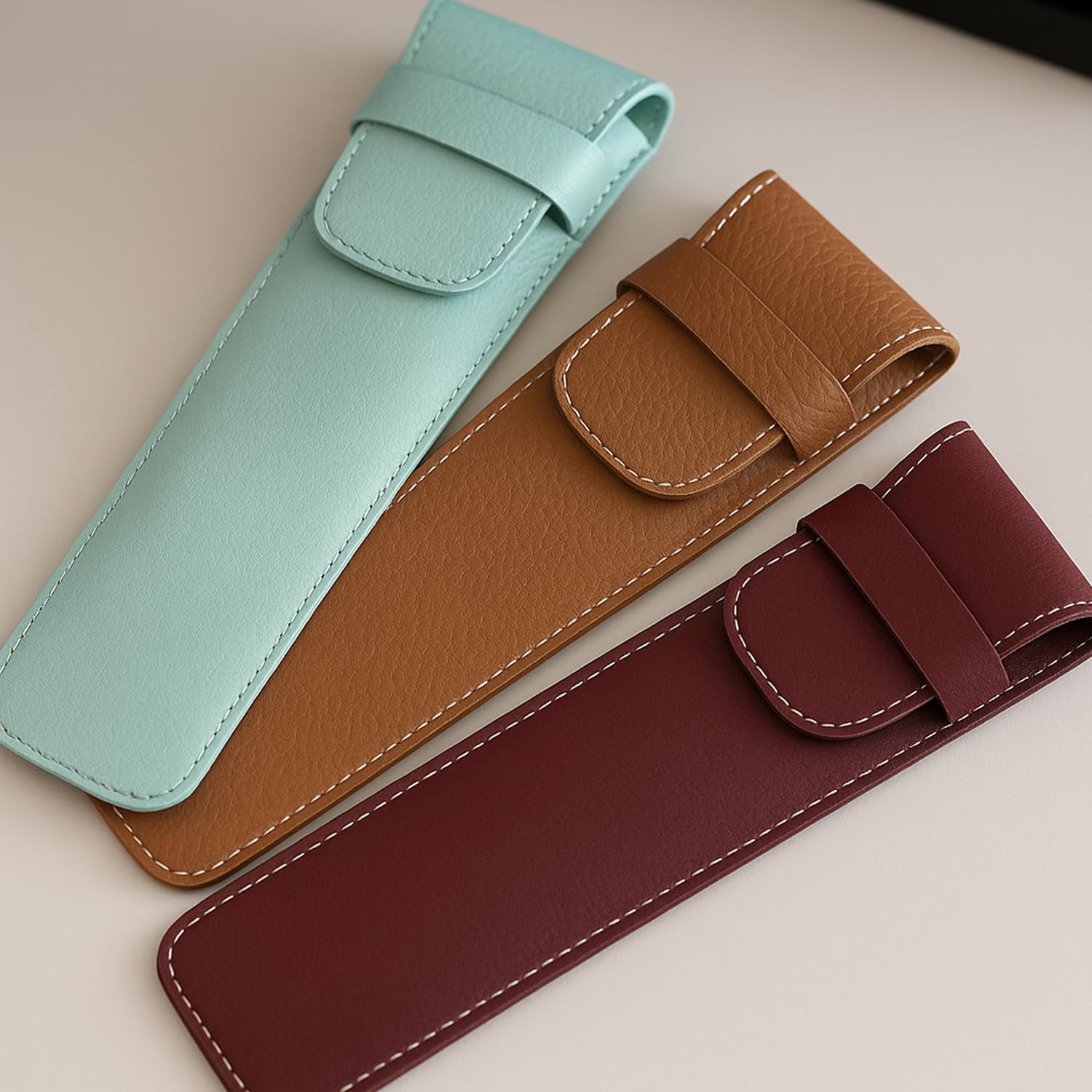 Space Home - Fan Holder with Flap - Leather Fan Case - Fan Protector Case - Protective Bag - Leather Case for Small Objects (Cherry) - Image 2