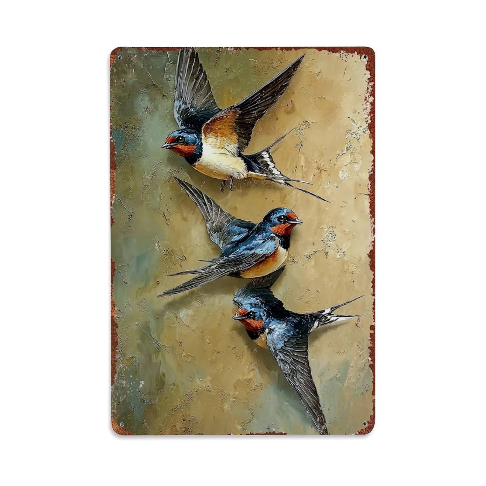 Swallow Birds In Flight Pattern Retro Metal Tin Sign, Vintage Decor Art Poster for Bar, Home, Man Cave, Kitchen, Laundry Room Gift 8x12Inch