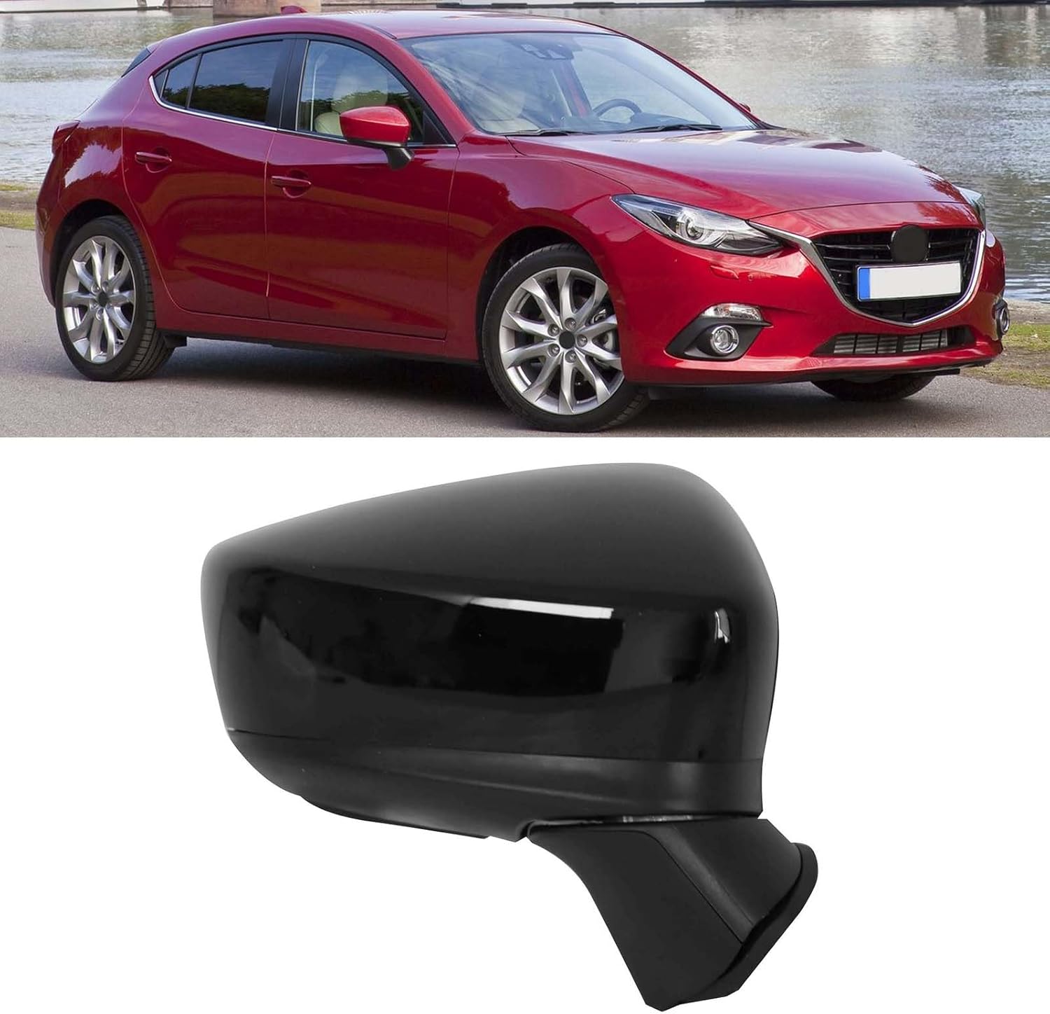 Door Side Mirror Fit for Mazda 3 2014 2015 2016 Rear View Mirror with Turn Signal Blind Spot (Right/Passenger Side)