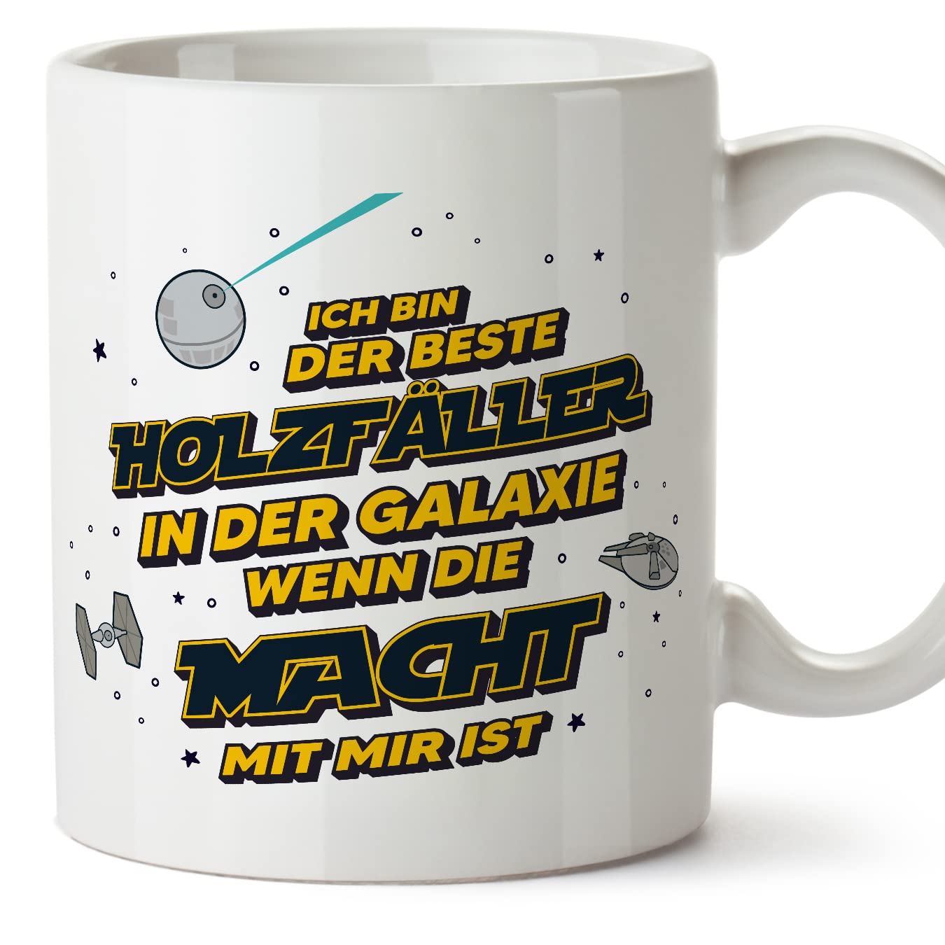 MUGFFINS Lumberjack Man Mug - in German - Die Beste Der Galaxie Wenn Macht - Funny Gift for Colleagues - Ceramic 11oz Mug