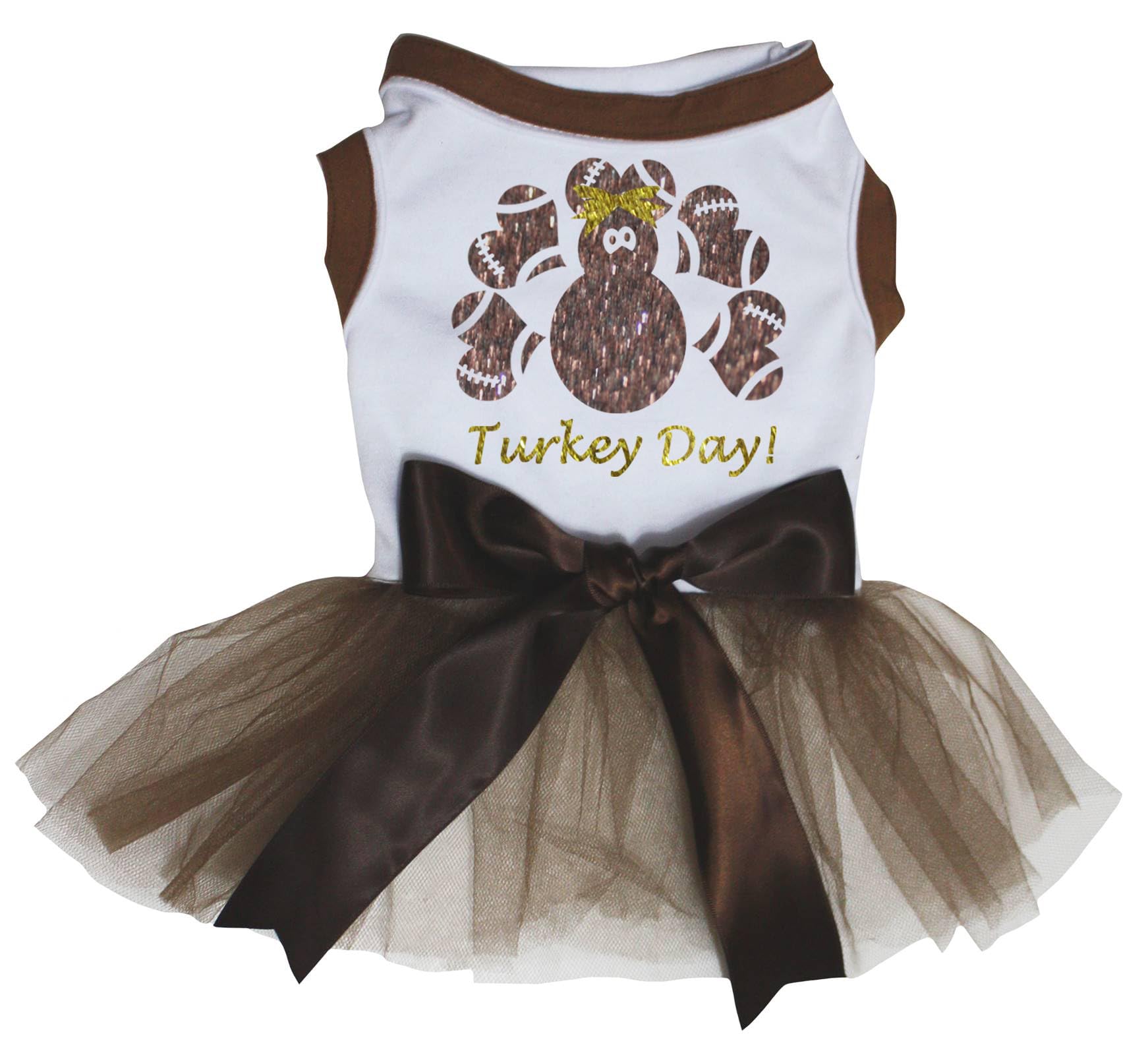 Robe pour chien Rugby Heart Turkey Day grand chien vêtement XXXL blanc marron