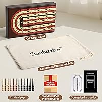 Vista 4 de Cribbage Board, Foldable 4-Track Cribbage Board Game Set, Solid Wood Game Board with 12 Brass Pegs & Felt-Lined Storage, for 2-4 Players, with