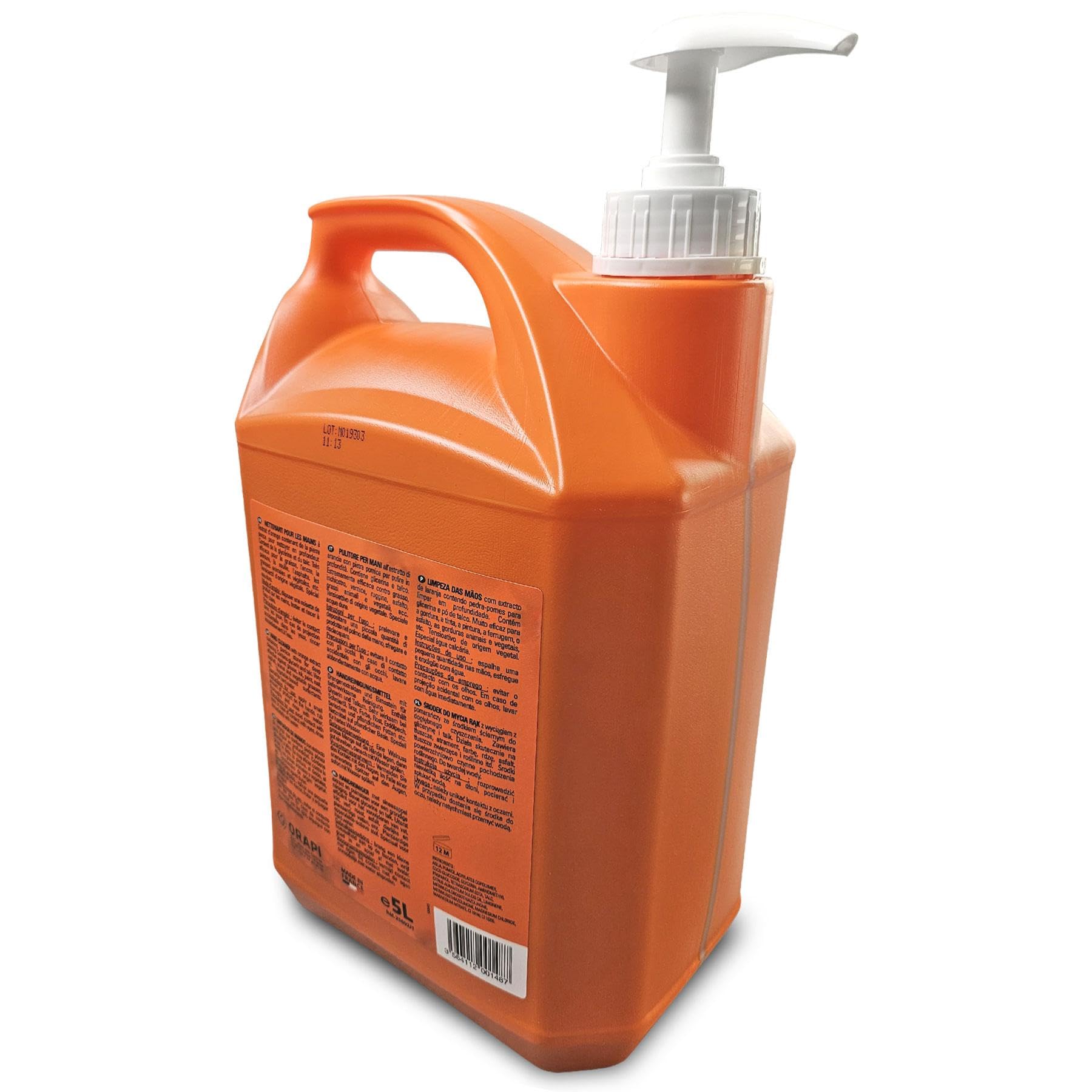 Atelier Savon Nettoyant Main Orange Crème + - Carton de 4 Jerricans de 5L - Nettoyage des Mains - Adoucit la Peau - pH Neutre