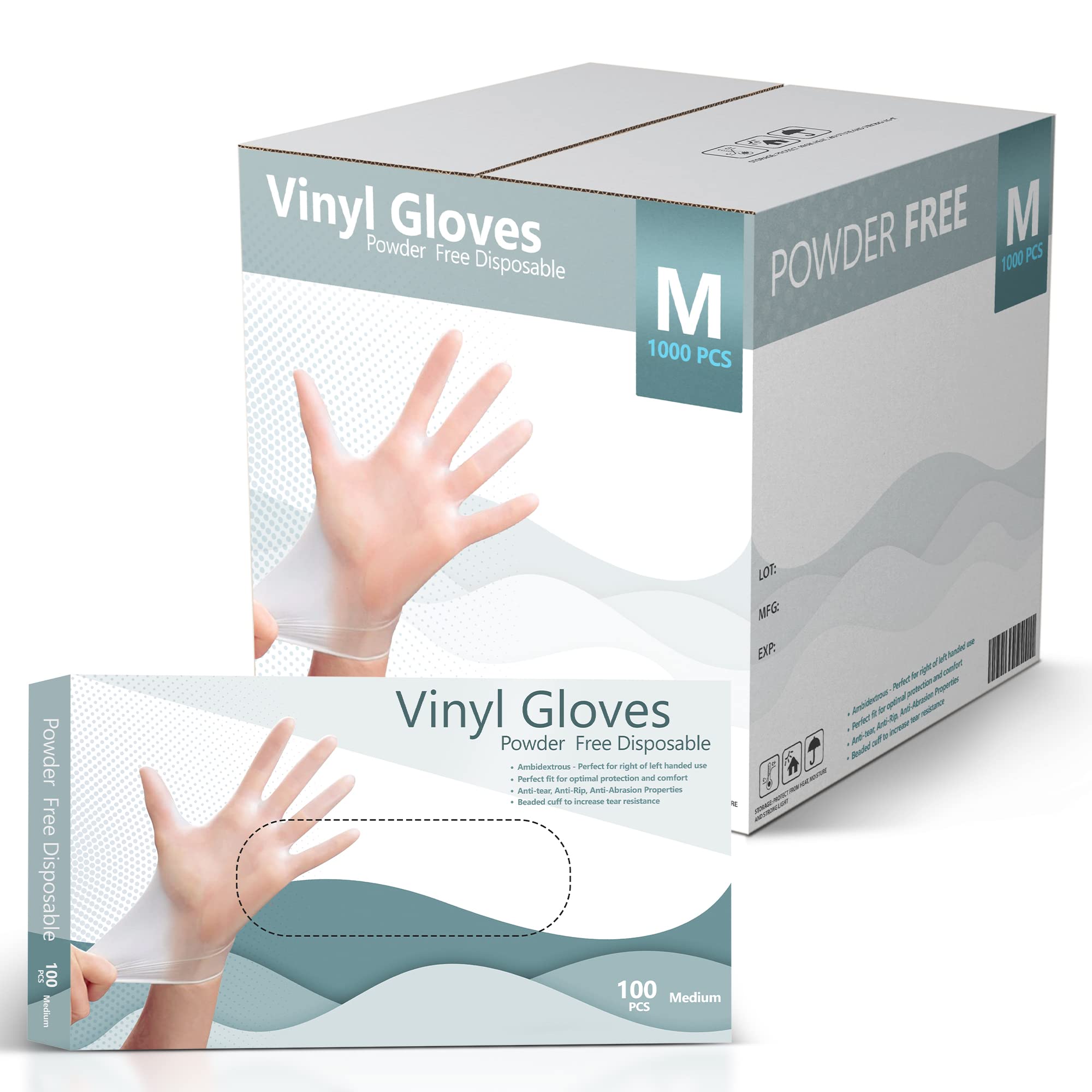 SPRINGCARE Vinyl Gloves, Disposable Gloves, Comfortable, Latex and Powder Free
