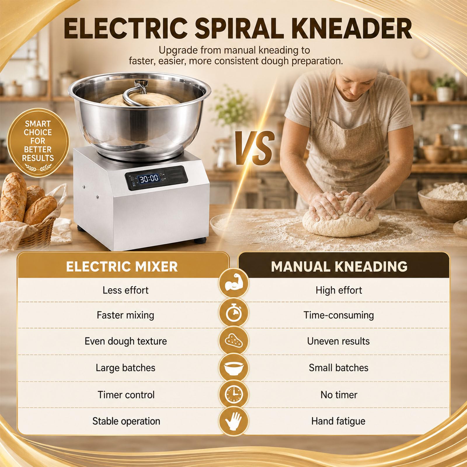 Impastatrice A Spirale Elettrica, Impastatrice Automatica 8kg