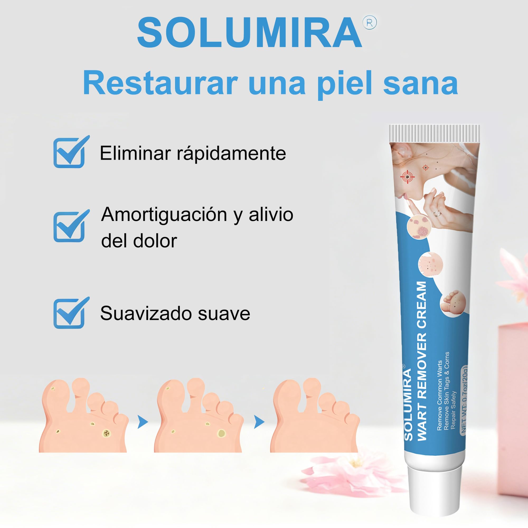 Crema para verrugas y acrocordones 20g – Elimina verrugas comunes, plantares, callos y acrocordones en rostro y cuerpo