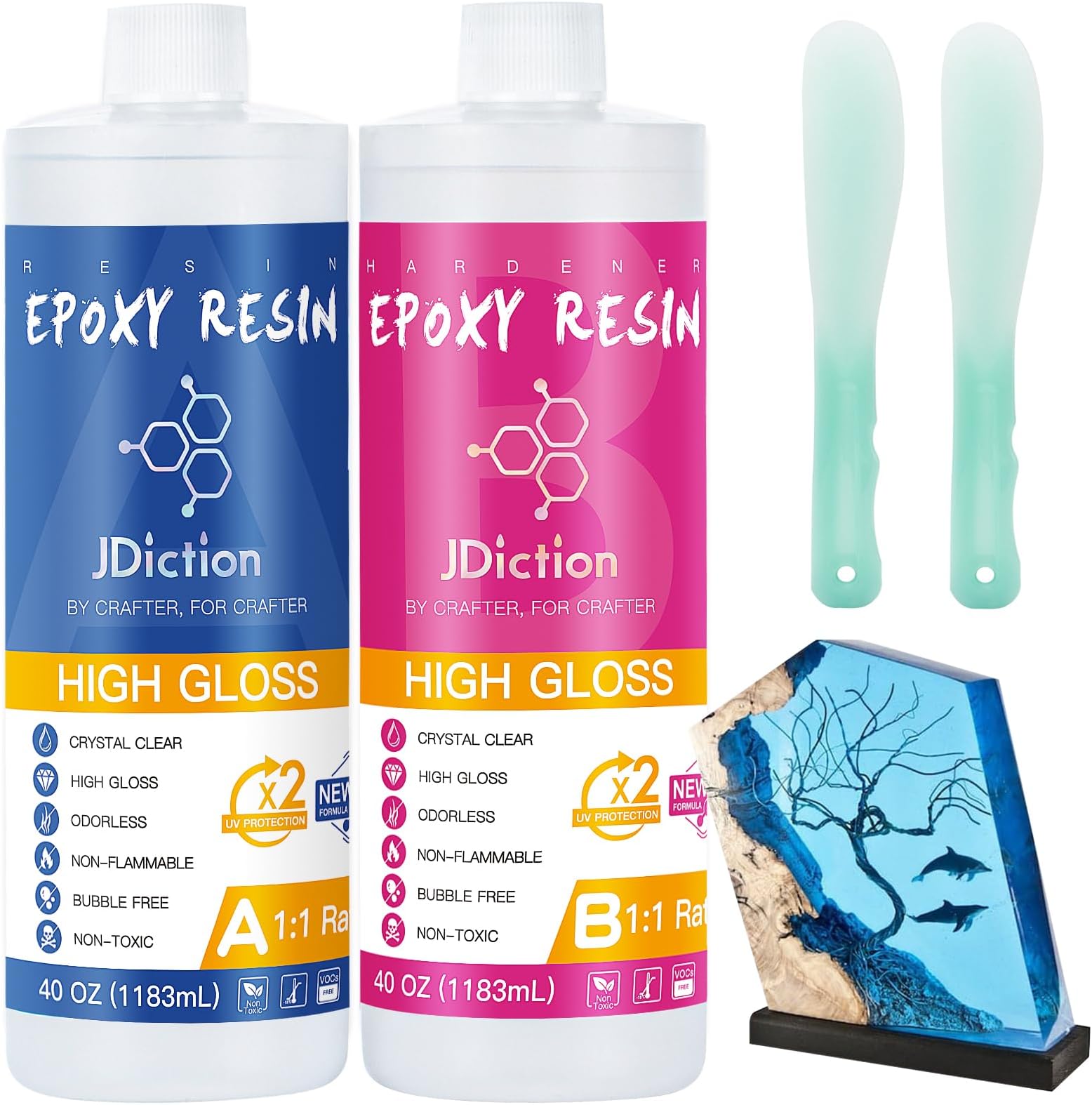 Epoxy Resin 80OZ - Epoxy Resin Kit Crystal Clear, Non Toxic, Bubble Free Resin for Art Craft, Jewellery Making, River Tabletop