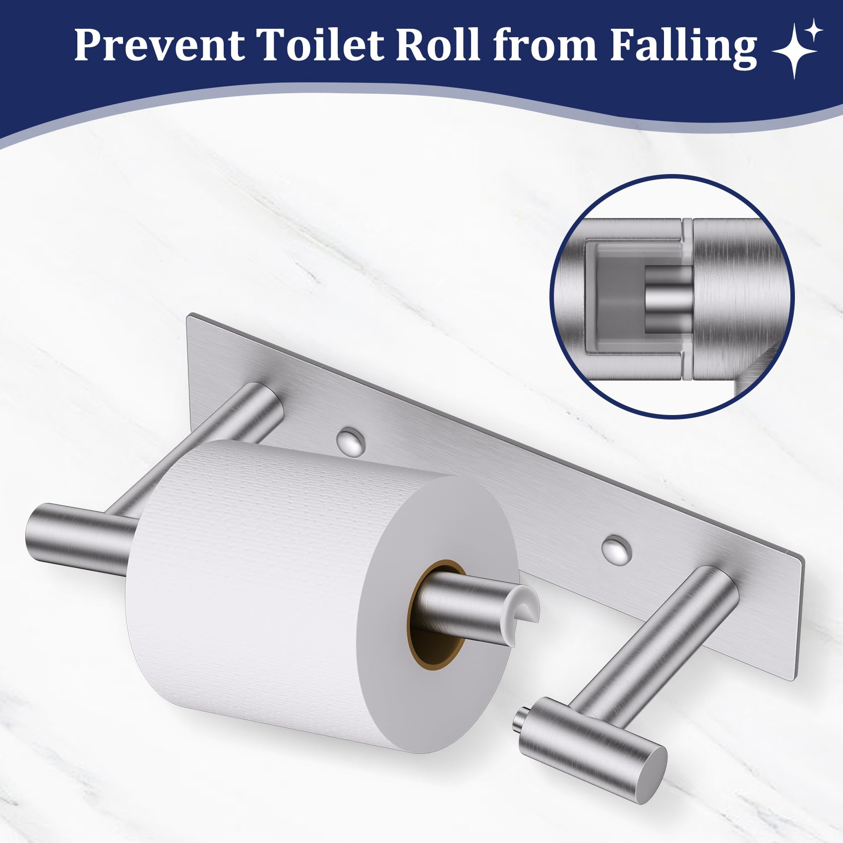 Brushed Nickel Toilet Paper Holder - Adhesive or Screw Mount -2