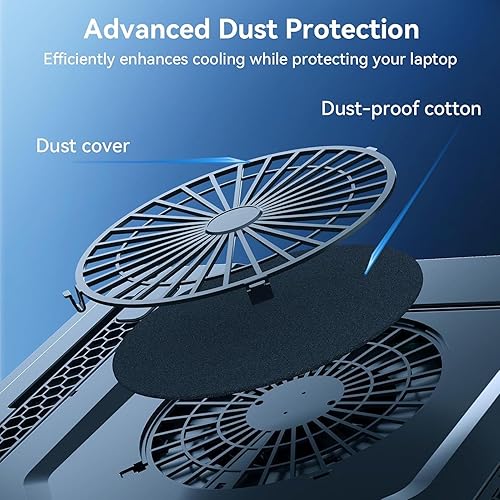 Miniatura 6 de Yunir RGB Laptop Cooling Pad,Laptop Cooler for 15.6-19 Inch Laptops,Gaming Laptop Fan Cooling Pad with 6 Adjustable Height & 2 Powerful Turbofan,4