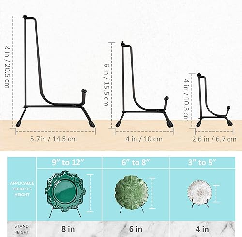 Miniatura 7 de Mocoosy Paquete de 4 soportes de caballete antideslizantes para exhibición de placa, soporte de placa de 6", para portarretratos, de hierro negro