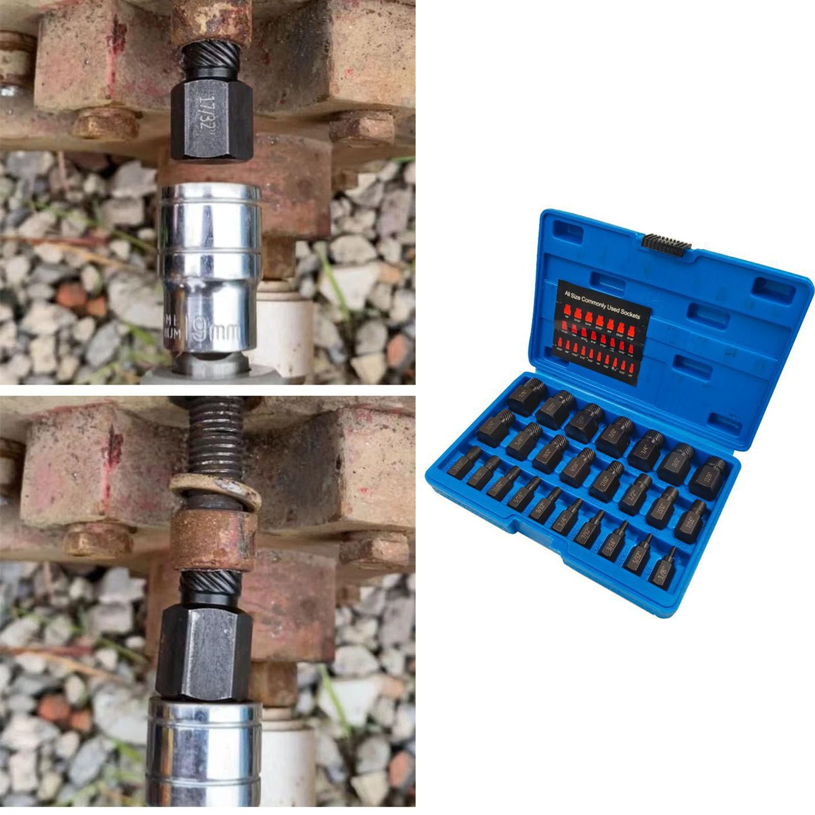 Juego de extractores de tornillos de alta resistencia de 25 piezas Juego de extractores de tornillos y pernos para quitar tornillos rotos, pernos, espárragos y accesorios Juego de extractores de per