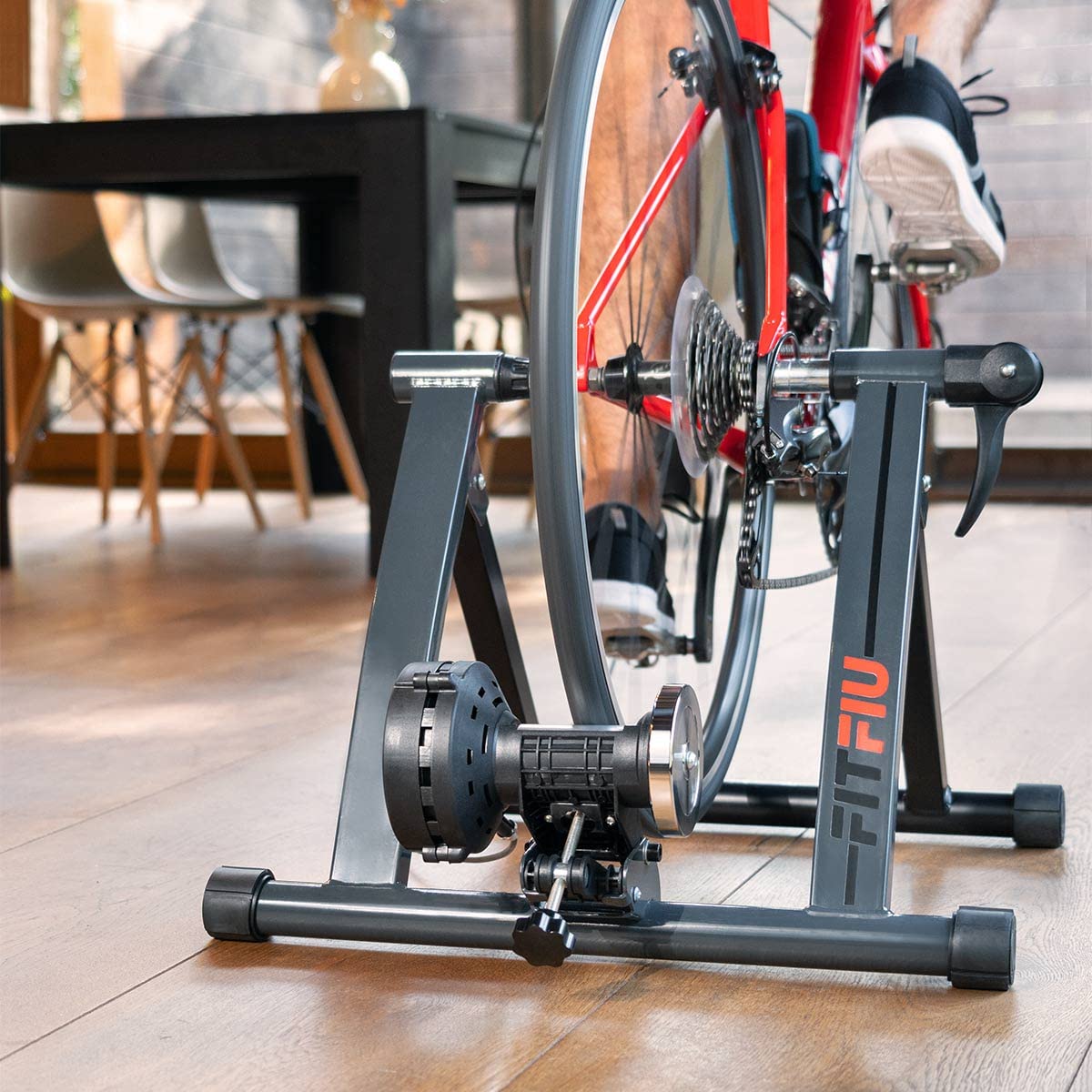 FITFIU Fitness ROB-20 - Vélo d'entraînement Pliable avec 5 Niveaux de résistance, Compatible avec Les Roues de 26" à 29", VTT et Route, entraînement en intérieur, Poids Max. 150kg