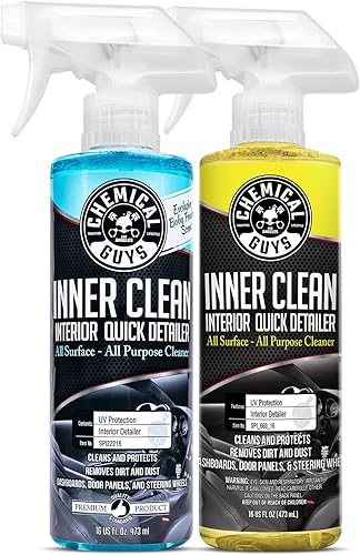 Chemical Guys Paquete de InnerClean Detallador y protector rápido de interiores, aroma a piña y aroma a talco de bebé, 2 botellas de 16 fl oz473ml