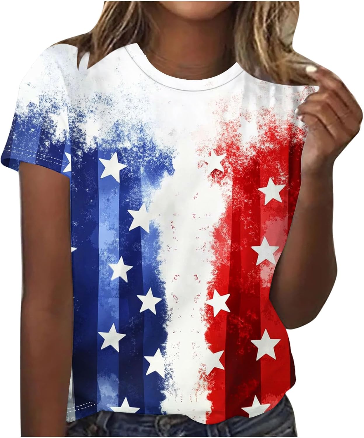 Independence Day Women's Crew Neck Short Sleeve Casual Comfort Lightweight Quick Dry Fashion Blouse Tops