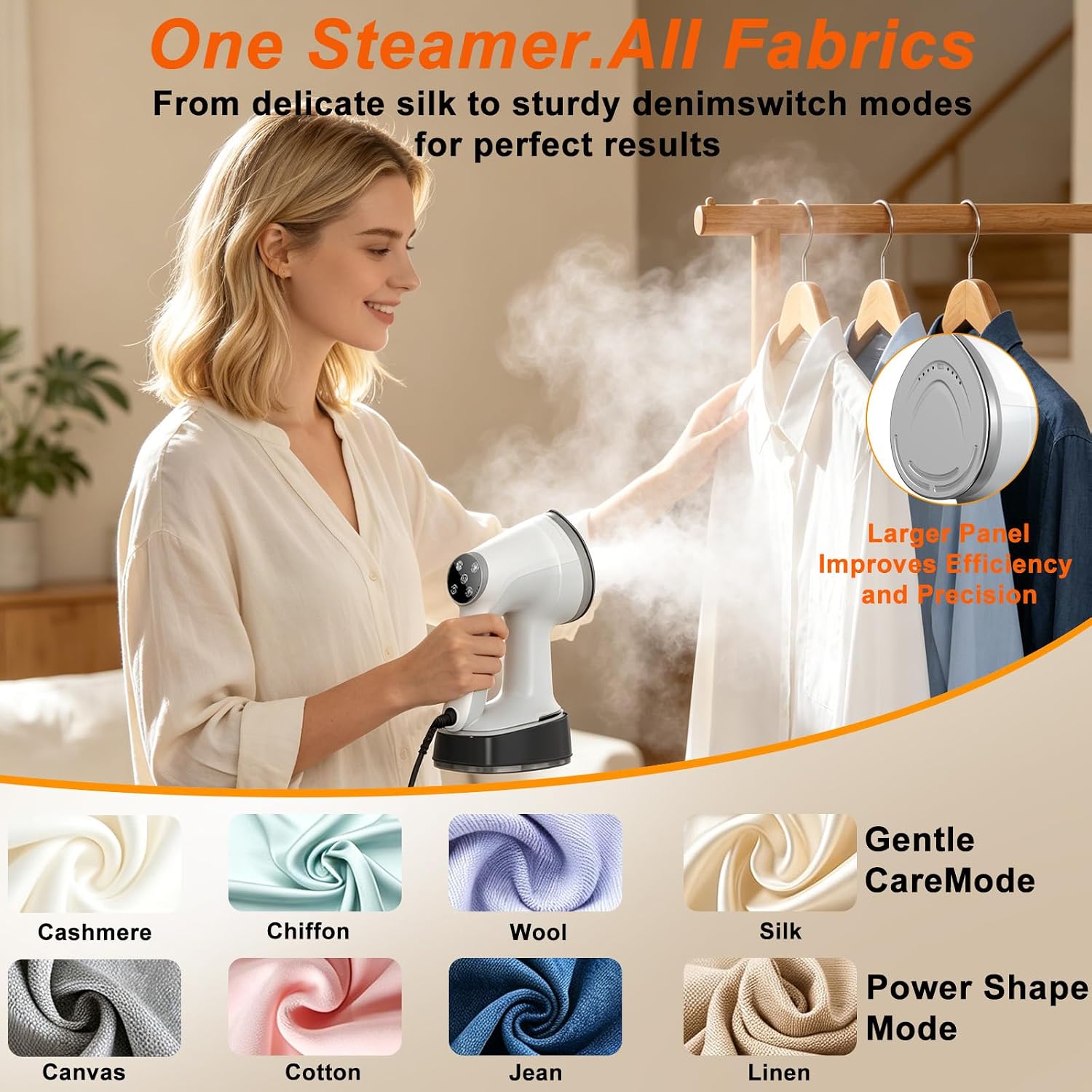Vacuum Steamer for Clothes, Powerful Suction Handheld Garment Steamer | 2500-3600Pa Adjustable Suction, Steaming & Ironing 2-in-1, 15s Fast Heat-Up, 400ml Tank, Wrinkle Removal, Auto Shut-Off