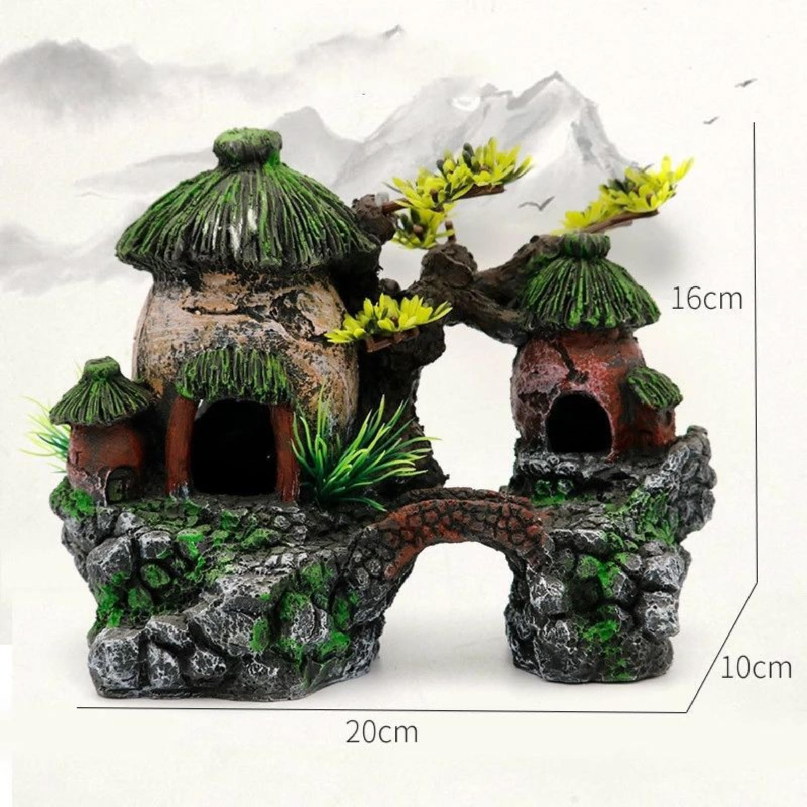 Aquascaping - Set di decorazioni per acquario in resina, 20 cm