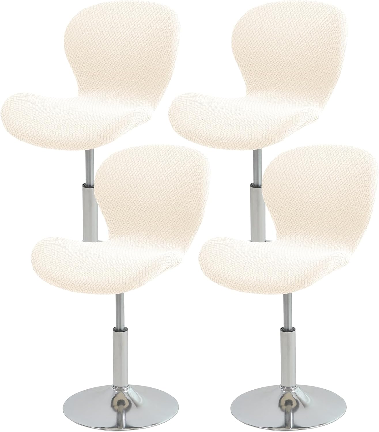 Gollense Bar Stool Covers with Backs, Set of 4 Stretch Jacquard Barstool Seat Covers, Washable Swivel Pub Counter Height Chair Slipcover Protector for Home Kitchen Cafe (T-Shaped Jacquard-Beige)