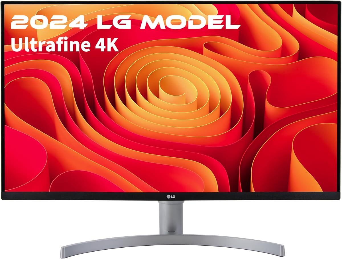LG Monitor IPS ultrafino 4K UHD de 32" con altavoces integrados y soporte ajustable de inclinación/altura, HDR10, 60 Hz, 5 ms, modelo blanco 2024 (renovado)