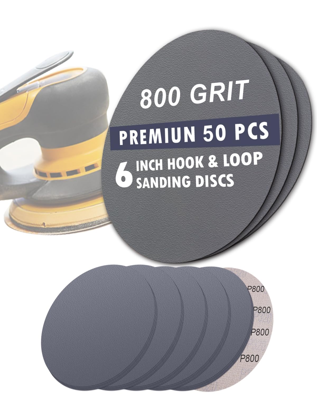 6 Inch Sanding Discs - 50 Pack Fine Grit -14